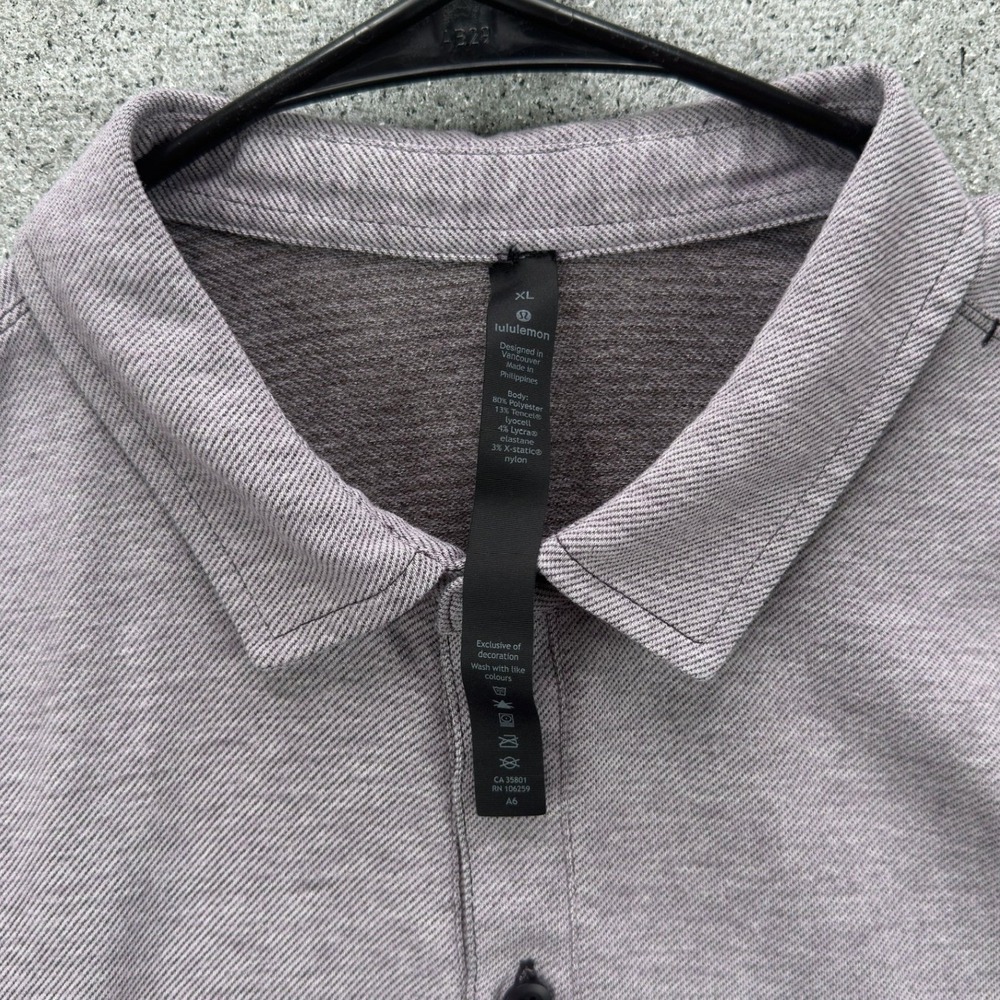 Lululemon Mens XL Heathered Purple Gray Short Sleeve Polo Shirt Stretch Athletic - Picture 4 of 11